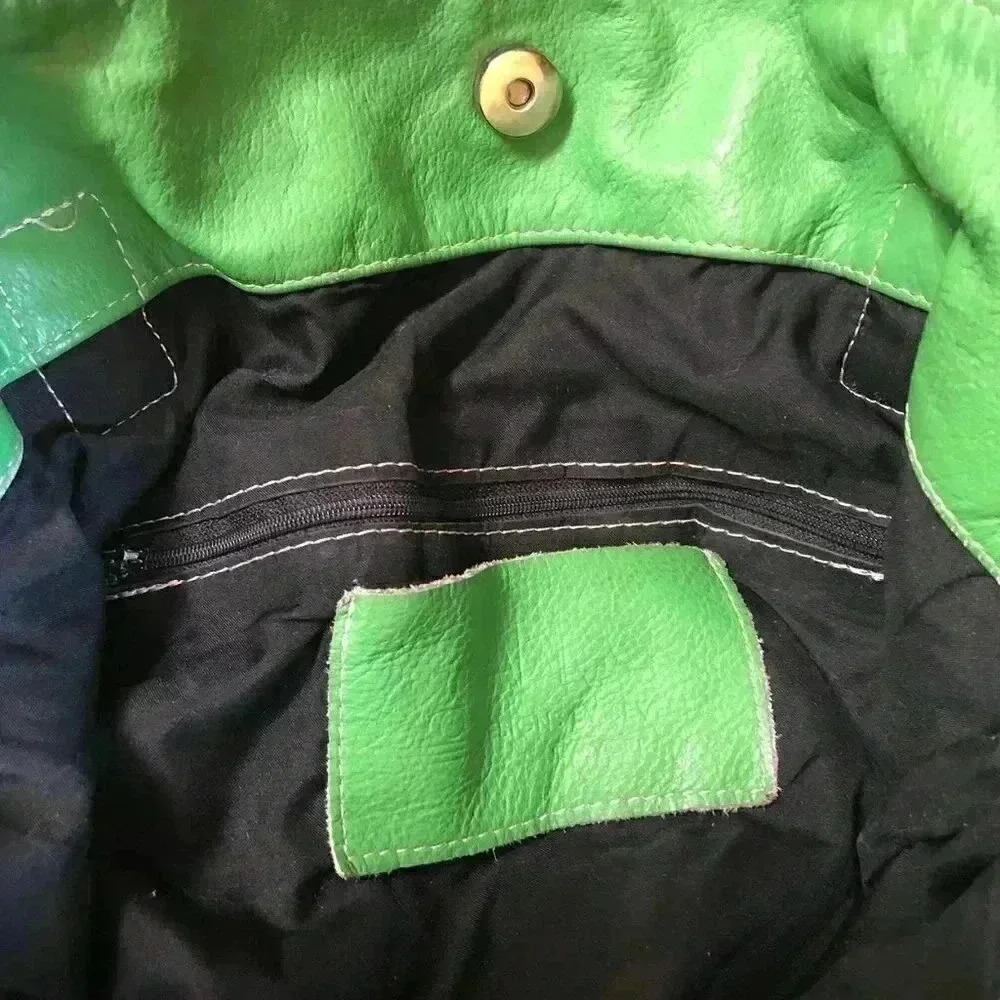 Village Tannery Green Pebbled Leather Large Tote - Picture 3 of 4